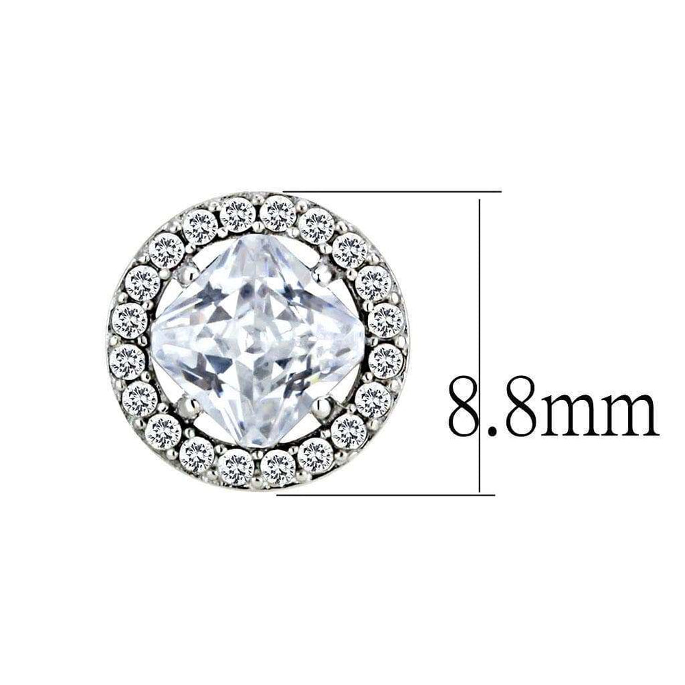 Alamode High polished (no plating) Stainless Steel Earrings with AAA Grade CZ in Clear - Alamode - Flyclothing LLC