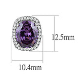 Alamode High polished (no plating) Stainless Steel Earrings with AAA Grade CZ in Amethyst - Alamode - Flyclothing LLC