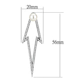 Alamode High polished (no plating) Stainless Steel Earrings with Synthetic in White - Alamode - Flyclothing LLC