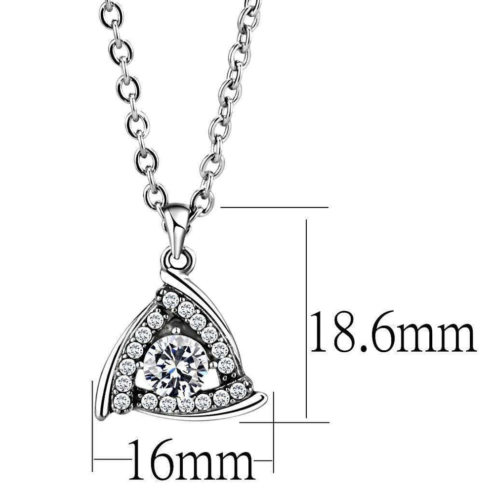 Alamode High polished (no plating) Stainless Steel Chain Pendant with AAA Grade CZ in Clear - Alamode - Flyclothing LLC