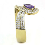 Alamode IP Gold(Ion Plating) Stainless Steel Ring with AAA Grade CZ in Tanzanite - Alamode - Flyclothing LLC