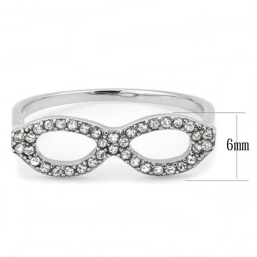Alamode No Plating Stainless Steel Ring with AAA Grade CZ in Clear - Alamode - Flyclothing LLC