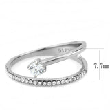 Alamode No Plating Stainless Steel Ring with AAA Grade CZ in Clear - Alamode - Flyclothing LLC