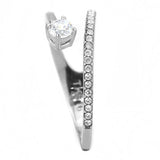 Alamode No Plating Stainless Steel Ring with AAA Grade CZ in Clear - Alamode - Flyclothing LLC