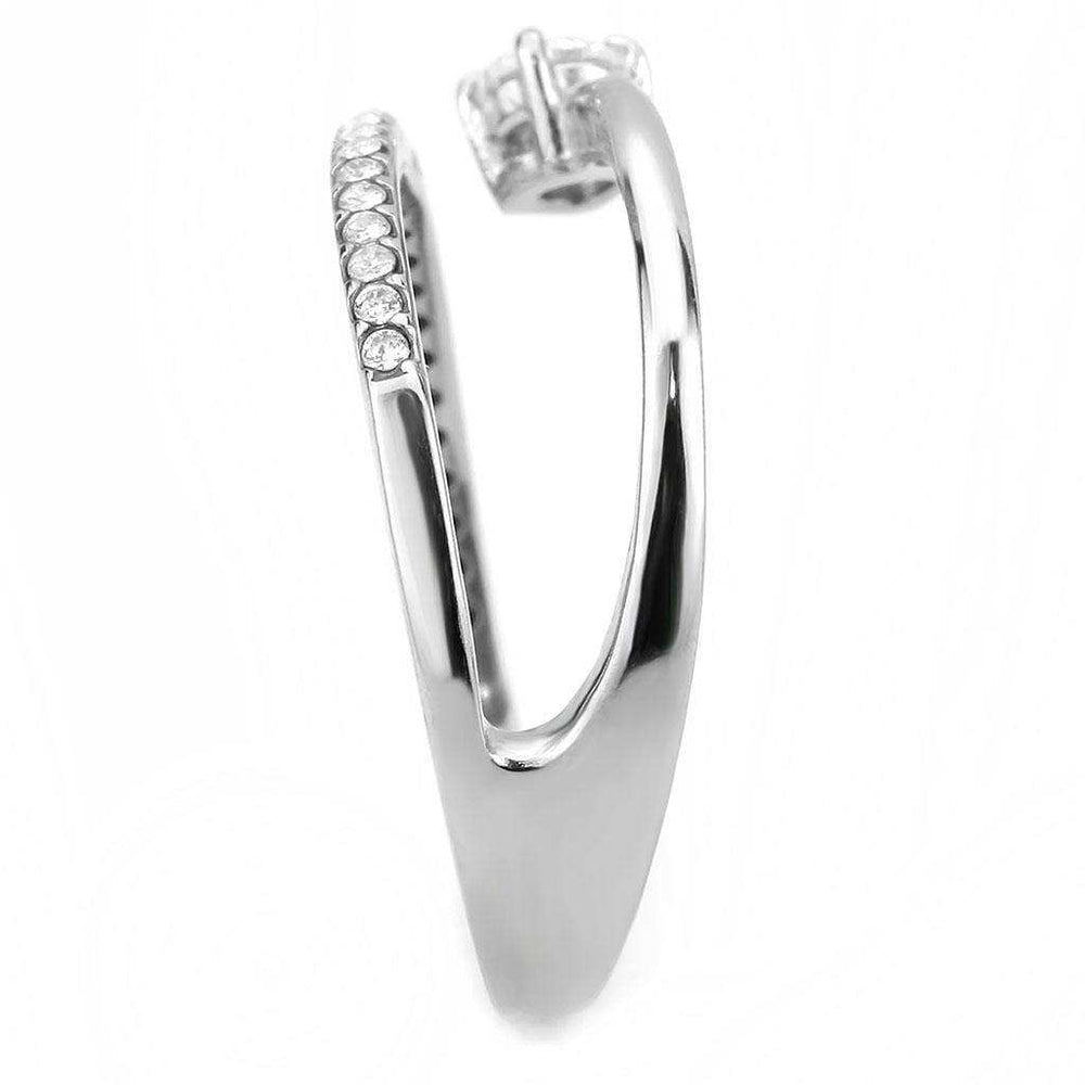 Alamode No Plating Stainless Steel Ring with AAA Grade CZ in Clear - Alamode - Flyclothing LLC