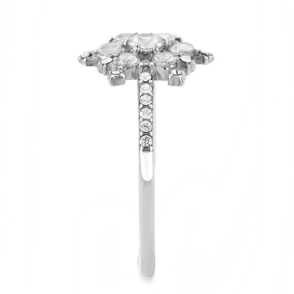 Alamode No Plating Stainless Steel Ring with AAA Grade CZ in Clear - Alamode - Flyclothing LLC