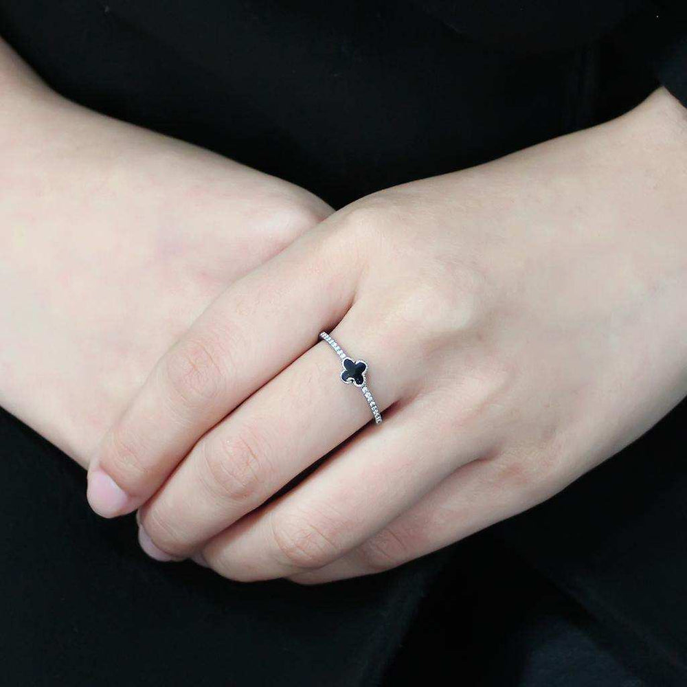 Alamode No Plating Stainless Steel Ring with Epoxy in Jet - Alamode - Flyclothing LLC