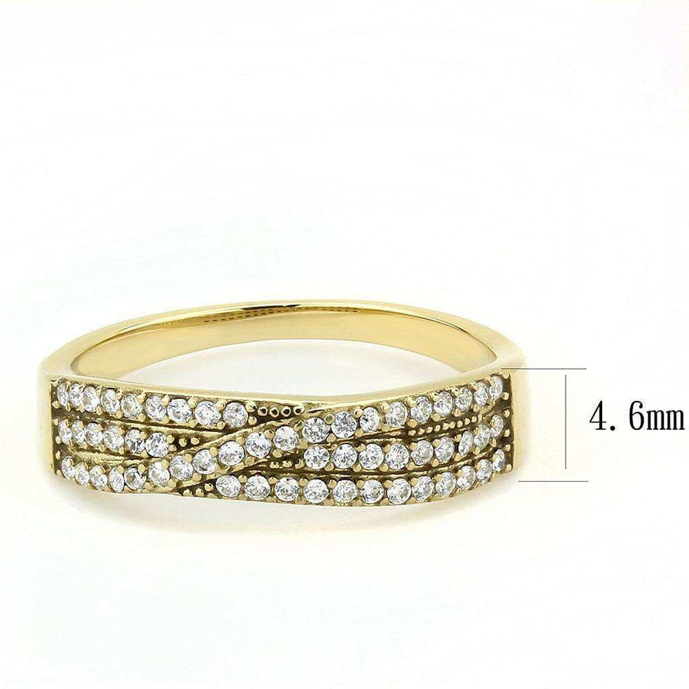 Alamode IP Gold(Ion Plating) Stainless Steel Ring with AAA Grade CZ in Clear - Alamode - Flyclothing LLC