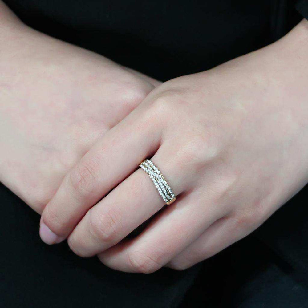 Alamode IP Gold(Ion Plating) Stainless Steel Ring with AAA Grade CZ in Clear - Alamode - Flyclothing LLC