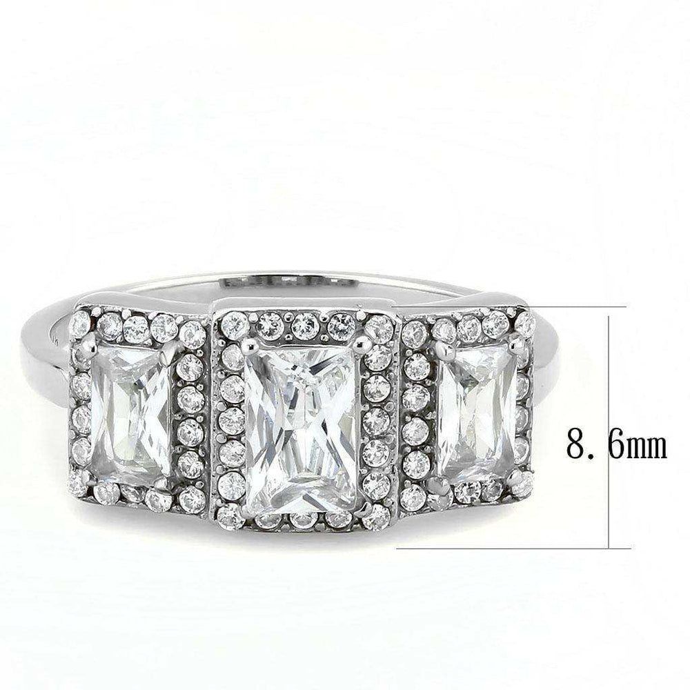 Alamode No Plating Stainless Steel Ring with AAA Grade CZ in Clear - Alamode - Flyclothing LLC
