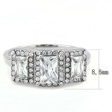 Alamode No Plating Stainless Steel Ring with AAA Grade CZ in Clear - Alamode - Flyclothing LLC