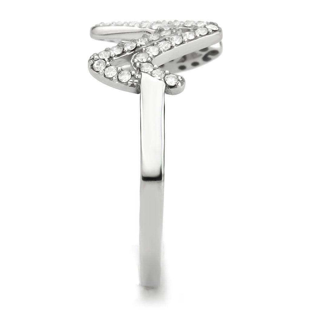 Alamode No Plating Stainless Steel Ring with AAA Grade CZ in Clear - Alamode - Flyclothing LLC