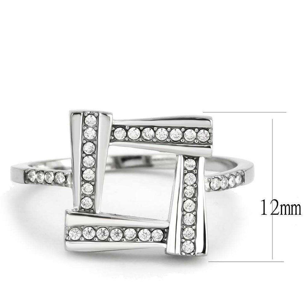 Alamode No Plating Stainless Steel Ring with AAA Grade CZ in Clear - Alamode - Flyclothing LLC