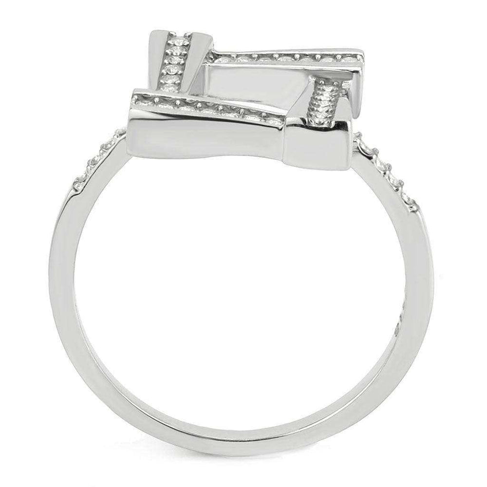 Alamode No Plating Stainless Steel Ring with AAA Grade CZ in Clear - Alamode - Flyclothing LLC