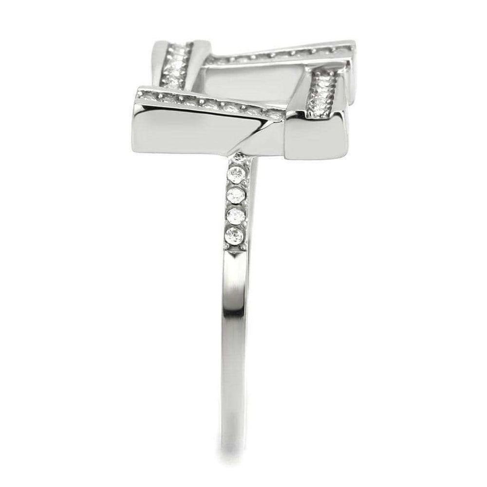 Alamode No Plating Stainless Steel Ring with AAA Grade CZ in Clear - Alamode - Flyclothing LLC