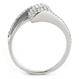 Alamode No Plating Stainless Steel Ring with AAA Grade CZ in Clear - Alamode - Flyclothing LLC