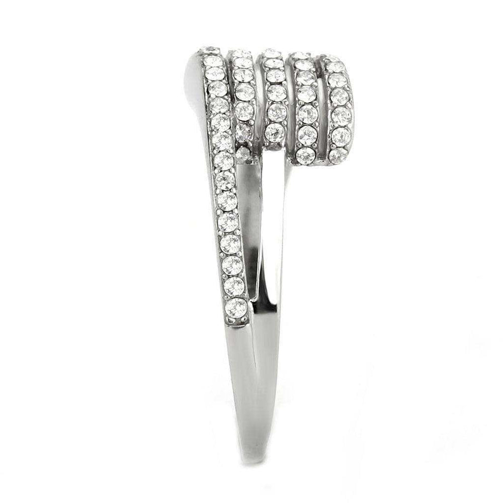 Alamode No Plating Stainless Steel Ring with AAA Grade CZ in Clear - Alamode - Flyclothing LLC