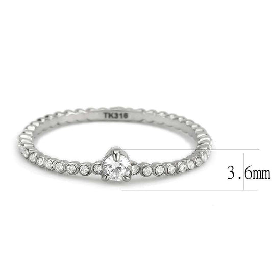 Alamode No Plating Stainless Steel Ring with AAA Grade CZ in Clear - Alamode - Flyclothing LLC
