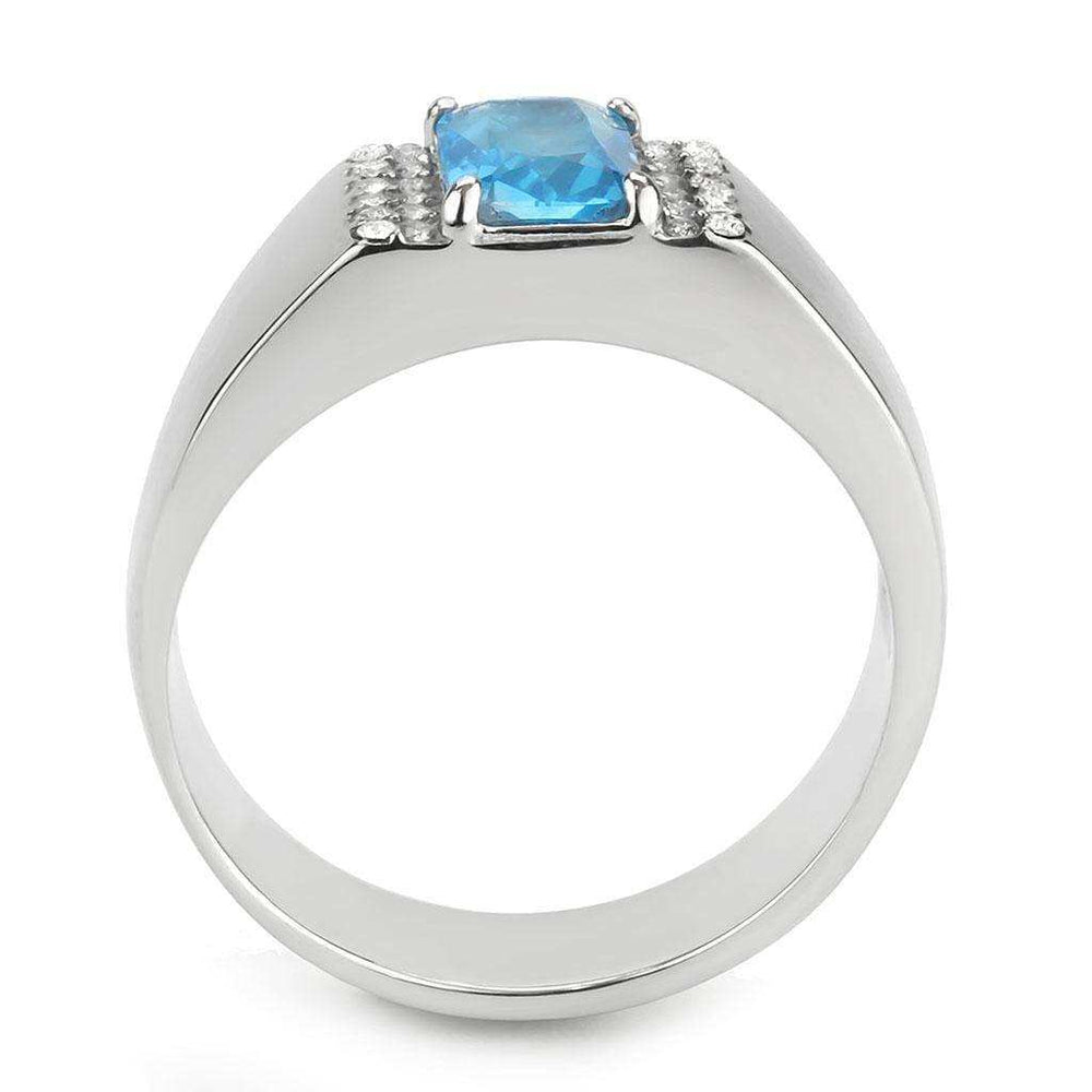 Alamode No Plating Stainless Steel Ring with Synthetic Synthetic Glass in Sea Blue - Alamode - Flyclothing LLC