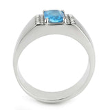 Alamode No Plating Stainless Steel Ring with Synthetic Synthetic Glass in Sea Blue - Alamode - Flyclothing LLC