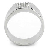 Alamode No Plating Stainless Steel Ring with AAA Grade CZ in Clear - Alamode - Flyclothing LLC