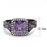 Alamode IP Black(Ion Plating) Stainless Steel Ring with AAA Grade CZ in Amethyst - Alamode - Flyclothing LLC