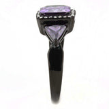 Alamode IP Black(Ion Plating) Stainless Steel Ring with AAA Grade CZ in Amethyst - Alamode - Flyclothing LLC
