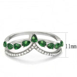 Alamode High polished (no plating) Stainless Steel Ring with Synthetic Synthetic Glass in Emerald - Alamode - Flyclothing LLC