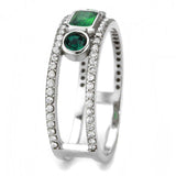 Alamode High polished (no plating) Stainless Steel Ring with Synthetic Synthetic Glass in Emerald - Alamode - Flyclothing LLC