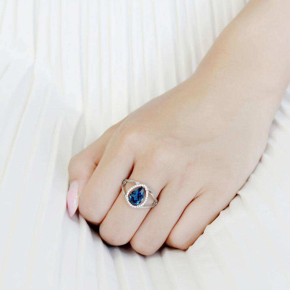 Alamode High polished (no plating) Stainless Steel Ring with Top Grade Crystal in Montana - Alamode - Flyclothing LLC