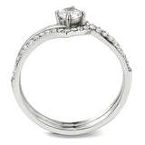 Alamode High polished (no plating) Stainless Steel Ring with AAA Grade CZ in Clear - Alamode - Flyclothing LLC