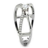 Alamode High polished (no plating) Stainless Steel Ring with AAA Grade CZ in Clear - Alamode - Flyclothing LLC