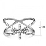 Alamode High polished (no plating) Stainless Steel Ring with AAA Grade CZ in Clear - Alamode - Flyclothing LLC