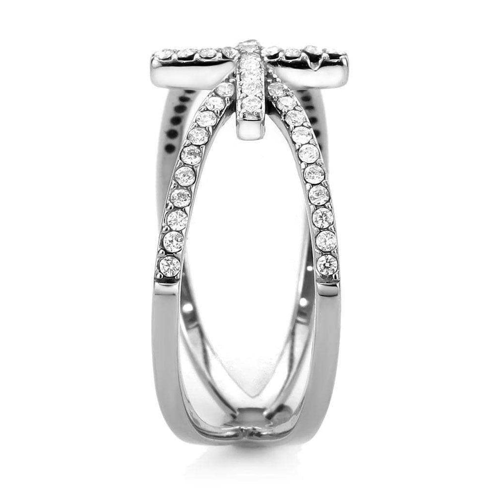 Alamode High polished (no plating) Stainless Steel Ring with AAA Grade CZ in Clear - Alamode - Flyclothing LLC