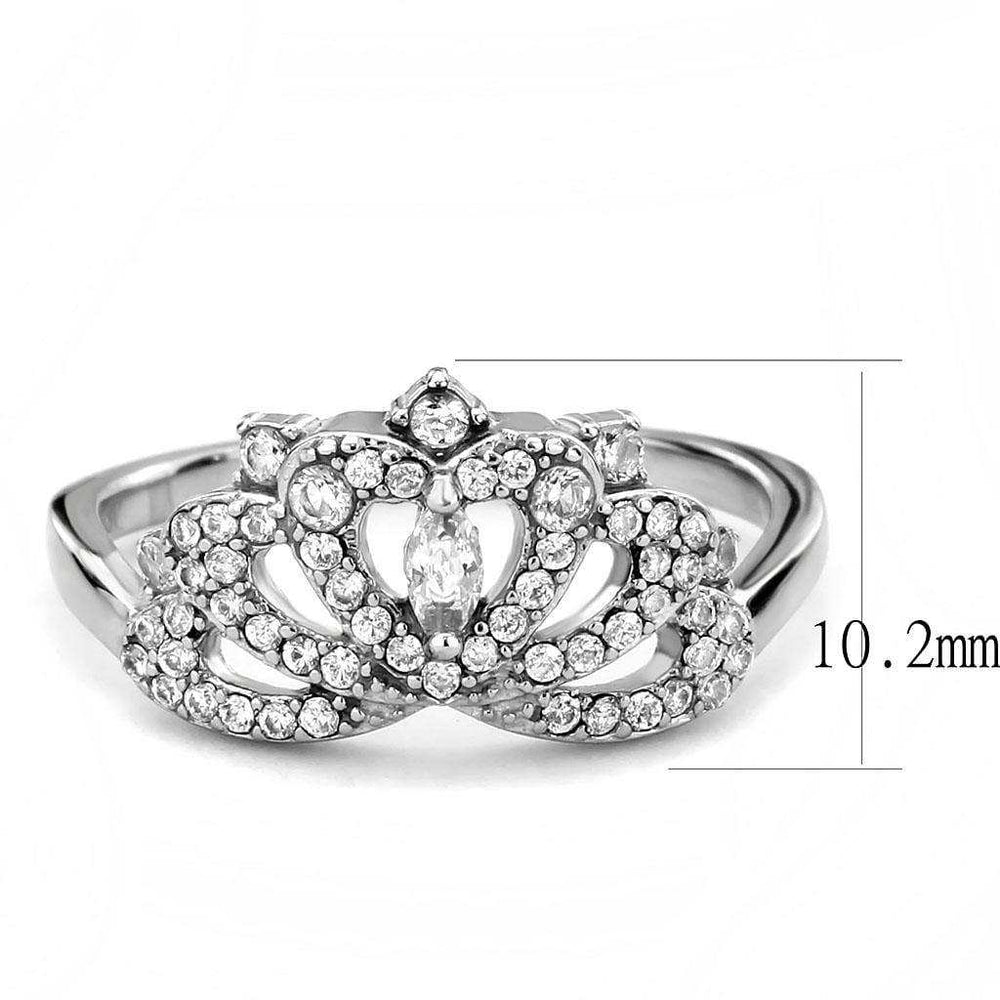 Alamode High polished (no plating) Stainless Steel Ring with AAA Grade CZ in Clear - Alamode - Flyclothing LLC