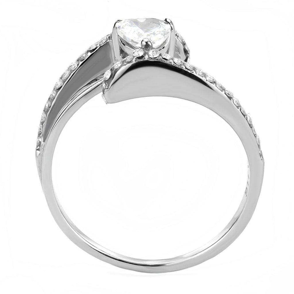 Alamode High polished (no plating) Stainless Steel Ring with AAA Grade CZ in Clear - Alamode - Flyclothing LLC