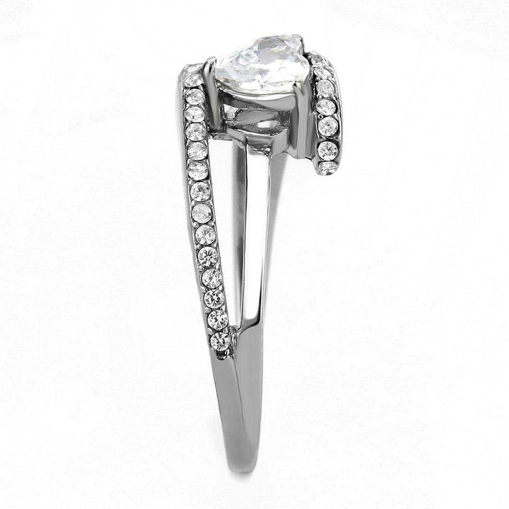 Alamode High polished (no plating) Stainless Steel Ring with AAA Grade CZ in Clear - Alamode - Flyclothing LLC