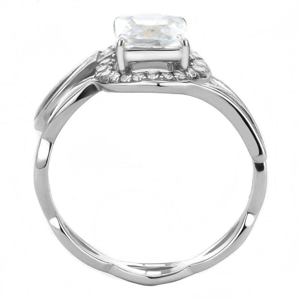 Alamode High polished (no plating) Stainless Steel Ring with AAA Grade CZ in Clear - Alamode - Flyclothing LLC