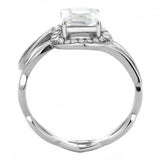 Alamode High polished (no plating) Stainless Steel Ring with AAA Grade CZ in Clear - Alamode - Flyclothing LLC