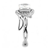 Alamode High polished (no plating) Stainless Steel Ring with AAA Grade CZ in Clear - Alamode - Flyclothing LLC