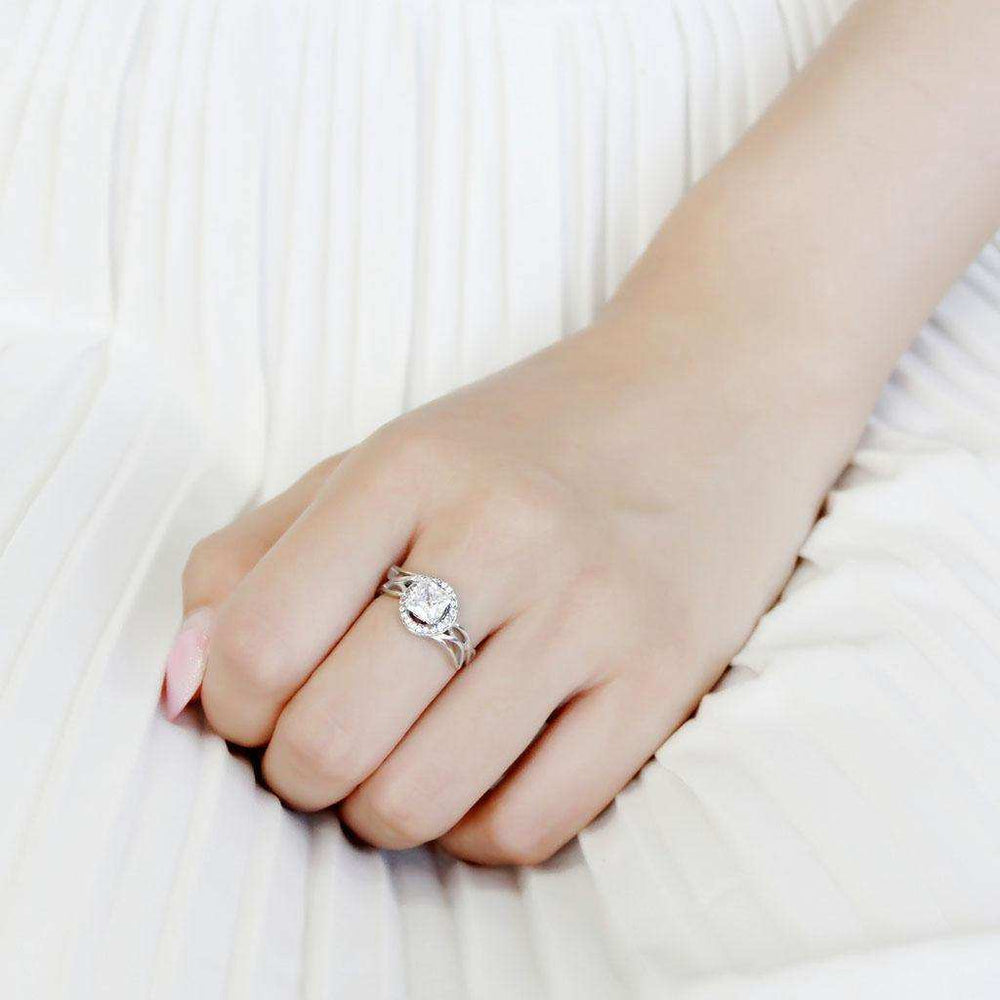 Alamode High polished (no plating) Stainless Steel Ring with AAA Grade CZ in Clear - Alamode - Flyclothing LLC