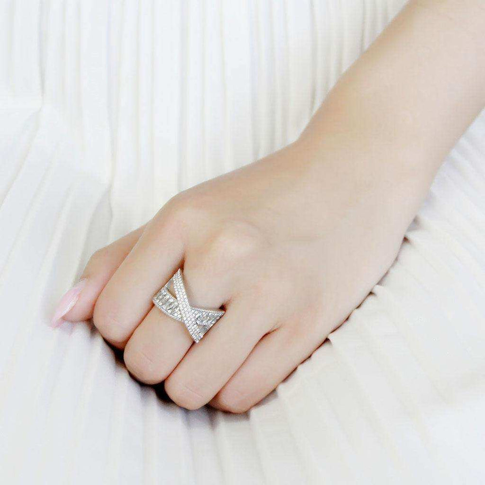 Alamode High polished (no plating) Stainless Steel Ring with AAA Grade CZ in Clear - Alamode - Flyclothing LLC