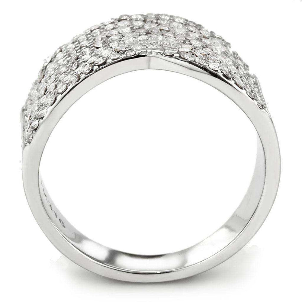 Alamode High polished (no plating) Stainless Steel Ring with AAA Grade CZ in Clear - Alamode - Flyclothing LLC