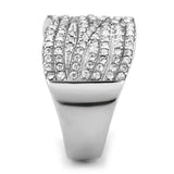 Alamode High polished (no plating) Stainless Steel Ring with AAA Grade CZ in Clear - Alamode - Flyclothing LLC