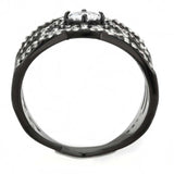 Alamode IP Black(Ion Plating) Stainless Steel Ring with AAA Grade CZ in Clear - Alamode - Flyclothing LLC