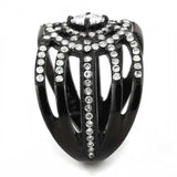 Alamode IP Black(Ion Plating) Stainless Steel Ring with AAA Grade CZ in Clear - Alamode - Flyclothing LLC