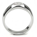 Alamode High polished (no plating) Stainless Steel Ring with AAA Grade CZ in Clear - Alamode - Flyclothing LLC