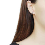 Alamode High polished (no plating) Stainless Steel Earrings with AAA Grade CZ in Clear - Alamode - Flyclothing LLC