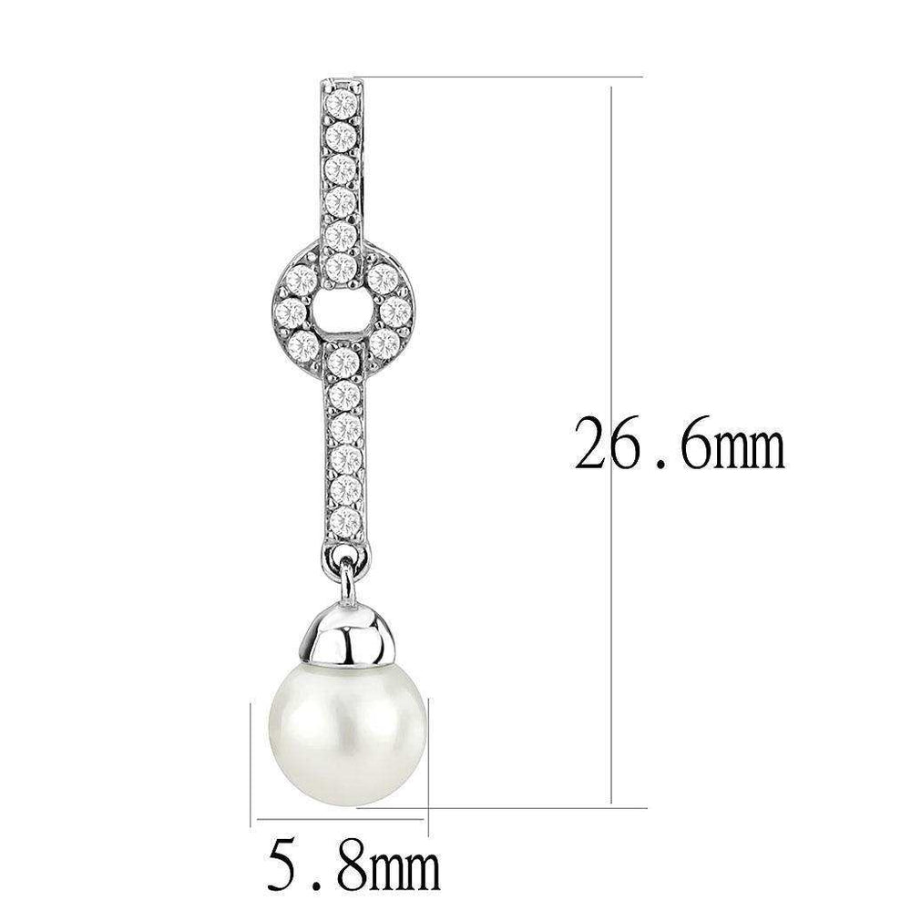 Alamode High polished (no plating) Stainless Steel Earrings with Synthetic Pearl in White - Alamode - Flyclothing LLC