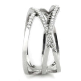 Alamode High polished (no plating) Stainless Steel Ring with AAA Grade CZ in Clear - Alamode - Flyclothing LLC